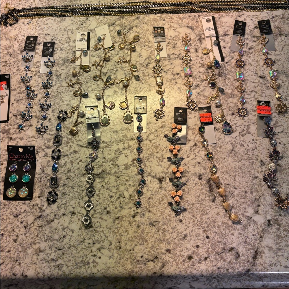 Lot of 20 pieces of nautical and seashell charm jewelry strands NWT